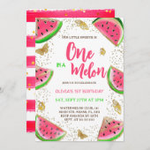 Invitation Fille des papillons de pastèque 1er anniversaire (Devant / Derrière)