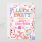 Invitation Fille d'esthétique rétro Patch Fête Anniversaire (Devant)