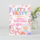 Invitation Fille d'esthétique rétro Patch Fête Anniversaire (Debout devant)