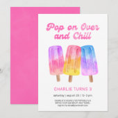 Invitation Fille d'été colorée Popsicle 3e anniversaire (Devant / Derrière)
