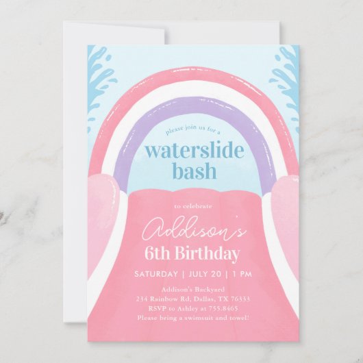 Invitation Fille d'été de Bash Waterslide (Devant)