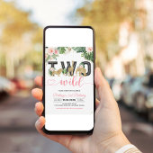 Invitation Fille deux animaux sauvages Safari Anniversaire