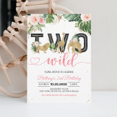 Invitation Fille deux animaux sauvages Safari Anniversaire