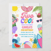 Invitation Fille Deux Cool Pool Party Beach 2e anniversaire (Devant)