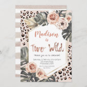 Invitation Fille Deux Empreintes de léopard sauvages Invitati (Devant / Derrière)