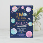 Invitation Fille Deux La Lune Anniversaire (Debout devant)