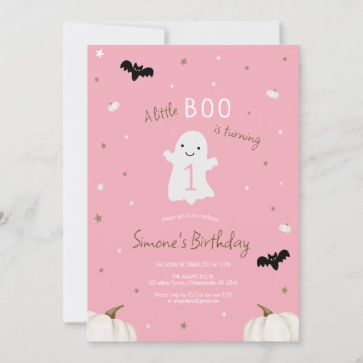 Invitation Fille d'Halloween 1er anniversaire (Devant)