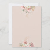 Invitation Fille d'herbe de Pampas en or rose Baptême Christe (Dos)