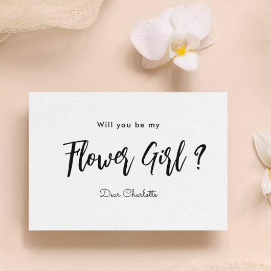 Invitation Fille d'honneur écriture noir et blanc