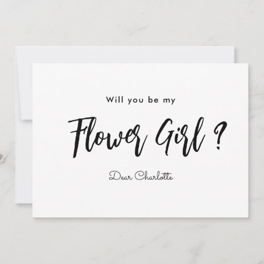Invitation Fille d'honneur écriture noir et blanc (Devant)