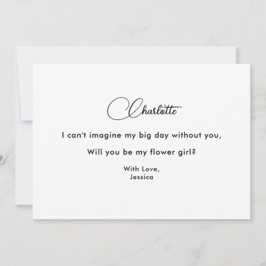 Invitation Fille d'honneur écriture noir et blanc (Dos)