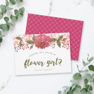 Invitation Fille d'honneur Fleurs Mariage Floral Aquarelle Vi