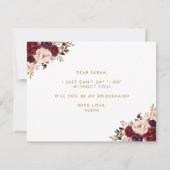 Invitation Fille d'honneur Rustique Bourguignon Rose Sauras-t (Dos)