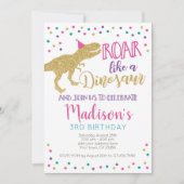 Invitation Fille Dinosaur Anniversaire (Devant)