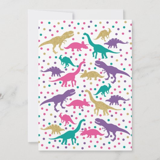 Invitation Fille Dinosaur Anniversaire (Dos)