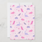 Invitation Fille Dinosaur Trois Rex 3e Anniversaire Fête Rose (Dos)