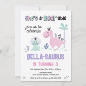 Invitation Fille Dinosaure Fête d'Anniversaire A-Roar N'impor (Devant)