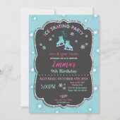 Invitation Fille d'invitation d'anniversaire de patinage de (Devant)