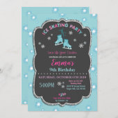 Invitation Fille d'invitation d'anniversaire de patinage de (Devant / Derrière)