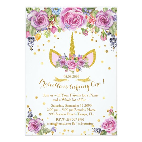 Invitation Fille D Invitation D Anniversaire Licorne Zazzle Be