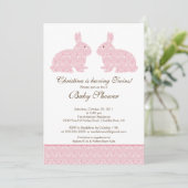 Invitation Fille d'invitation de baby shower de lapin de (Debout devant)