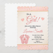 Invitation Fille d'invitation de baby shower d'empreinte de (Devant / Derrière)