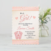 Invitation Fille d'invitation de baby shower d'empreinte de (Debout devant)