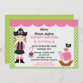 Invitation Fille d'invitation de fête d'anniversaire de (Devant / Derrière)