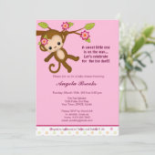 Invitation Fille d'invitations de baby shower de Mlle Monkey (Debout devant)