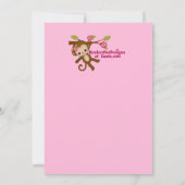 Invitation Fille d'invitations de baby shower de Mlle Monkey (Dos)