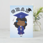 Invitation Fille d'obtention du diplôme dans le bleu (Debout devant)