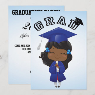 Invitation Fille d'obtention du diplôme dans le bleu