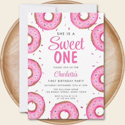 Invitation Fille Donut fête d'anniversaire