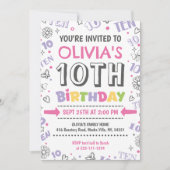 Invitation Fille Doodle 10e anniversaire (Devant)