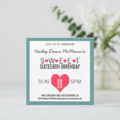 Invitation Fille douce 16 Parties Choisir la couleur de la bo (Debout devant)