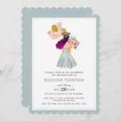 Invitation Fille douce avec Aquarelle pourpre (Devant / Derrière)