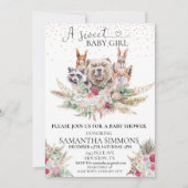 Invitation Fille Douce Bohème Douche Animaux de la Forêt de l (Devant)