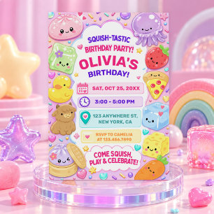 Invitation Fille Douce Mignonne Kawaii Fête d'Anniversaire Co