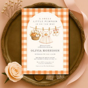 Invitation Fille Douce Petite Citrouille en Route Baby Shower