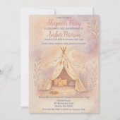 Invitation Fille douillette Tente Moon et Stars Boho fête d'a (Devant)