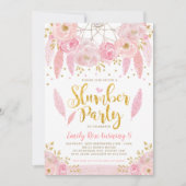 Invitation Fille Dreamcatcher Pink Gold Floral Stwood Party (Devant)