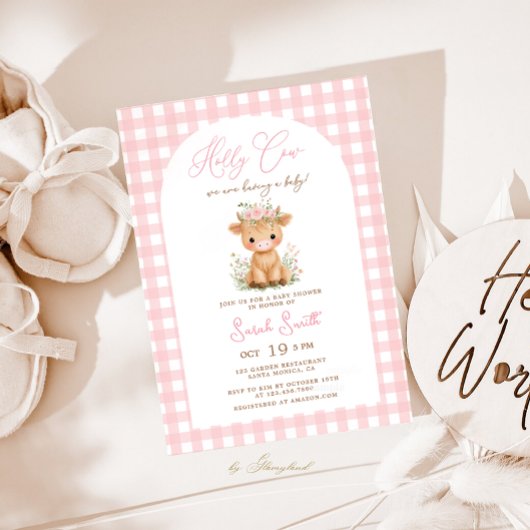 Invitation Fille du Baby shower de la vache Sainte