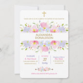 Invitation Fille du baptême floral (Devant)