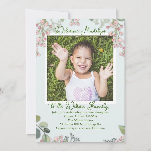 Invitation Fille du groupe d'adoption (Devant)