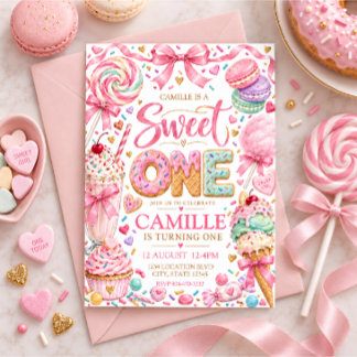 Invitation Fille du magasin de bonbons pastel pour son premie