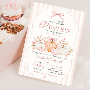 Invitation Fille du premier anniversaire Citrouille Orange Ro
