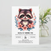 Invitation Fille du raton laveur numérique pour enfants (Debout devant)