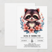 Invitation Fille du raton laveur numérique pour enfants (Devant / Derrière)