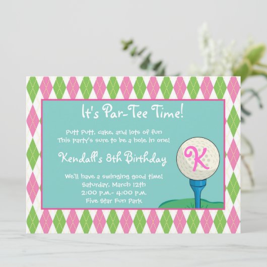 Invitation Fille du temps par-Tee (Debout devant)