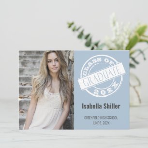 Invitation Fille Dusty Blue Photo Grad Grad Graduation Party